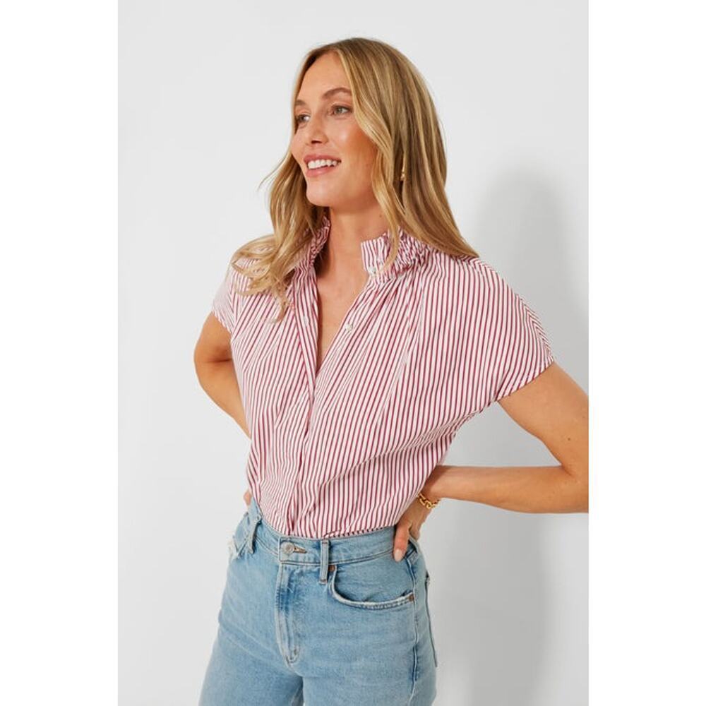 POMANDER PLACE Red Stripe Rae Blouse Size XL NWT Retail $98 Tuckernuck - Picture 4 of 8